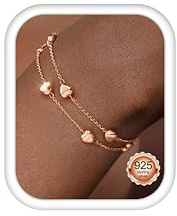Chriscoco 925 Sterling Silver Bracelet for Women 14K Gold Plated Layered Bracelets Rose Gold Link Chain Bracelets Adjustable Stackable Ladies Silver Bracelet Jewellery for Women Girls