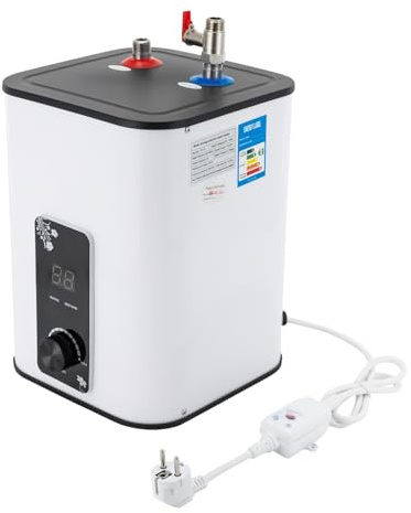 8 Liter Warmwasserspeicher Boiler Übertisch Kleinspeicher Digitalanzeige Elektrischer Warmwasserboiler Kompakter Warmwasseraufbereiter Stecker für Küchenspüle Waschbecken