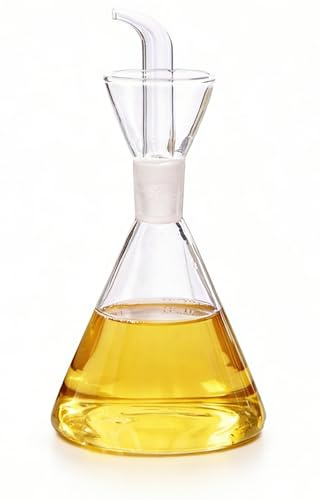 ELETON Olive Oil Dispenser Bottle Glass with No Drip Bottle Spout -Pourer Dispensing Bottles for Kitchen - Olive Glass Dispenser to Control Cooking Vegetable Oil and Vinegar(12 oz)