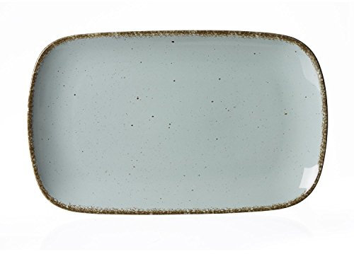 Ritzenhoff & Breker Servierplatte Casa, 33 x 20 cm, Recheckige Platte im Vintage-Look, Mix & Match-Geschirr, Spülmaschinenfest & Mikrowellengeeignet, Porzellan, Blau