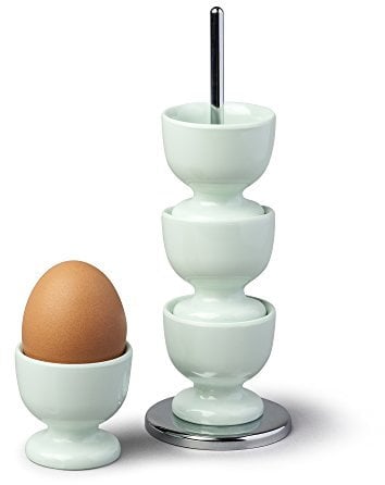 Zeal Melamine Stack and Store Egg Cups/Holders, Set of 4 with Chrome Storage and Carry Stand - Multicolour