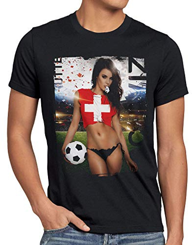 style3 WM 2026 Soccer Girl Herren T-Shirt Fußball Weltmeisterschaft Trikot Deutschland Schwarz
