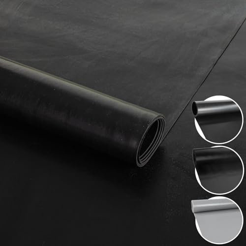 ANRO Gummimatte Schutzmatte Meterware Bodenmatte Glatt beidseitig Gummiläufer 100cm Breit 1mm stark Schwarz 70 x 100cm
