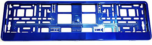 TEILE-24.EU Malinowski 1 x Kennzeichenhalter Chrom Schwarz Blau Türkis Gold Grün Orange Rot Weiß Violett Silber Kennzeichenhalterung Vollverchromt DIE Menge UND Farbe WÄHLBAR. (Blau)