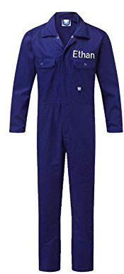Sew Sew Special Personalised Boys, Kids Boiler Suit Overall/Jumpsuit. (4-5 Years) Royal Blue