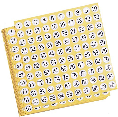 50 Blatt Zahlen Aufkleber Selbstklebende Aufkleber 1 bis 100 Runde Zahlen Etiketten Nummernetiketten Inventar Lagerung Organisation Aufkleber 5000Pcs
