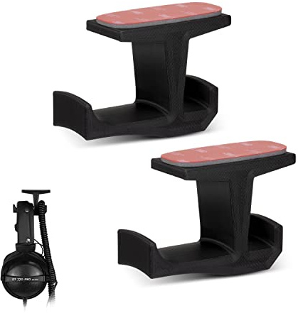 Brainwavz BigJ Headphone Stand (2 Pack) Under Desk Hanger for Headphones, Gaming Headsets, Mobiles Accessories, Stick On, No Screws, Black