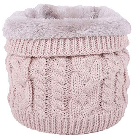 JFAN Halswärmer Nackenwärmer Fleece Innenfutter Schlauchschal Halstuch Loop Schal Multifunktionstuch Strickschal Feinstrick Winter Outdoor Motorrad Fahrrad für Damen und Herren Rosa