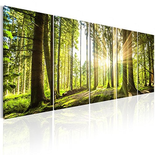 murando Canvas Wall Art Forest 150x60 cm / 59”x24” 5 pcs. Large Canvas Prints XXL Art Deco Pictures for Bedroom Walls Home Decor Wall Pictures for Living Room Nature Landscape Tree Green c-C-0177-b-n