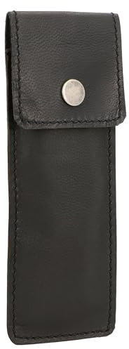 Gusti Stiftemappe Leder - Ambrose Stifteetui Federmappe Federtasche Vintage klein Schwarz Leder
