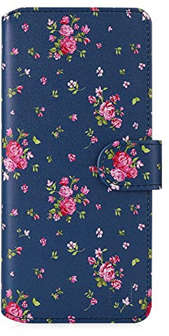 32nd Floral Series 2.0 - Design PU Leather Book Wallet Case Cover for Samsung Galaxy A21S (2020), Designer Flower Pattern Wallet Style Flip Case With Card Slots - Vintage Rose Indigo