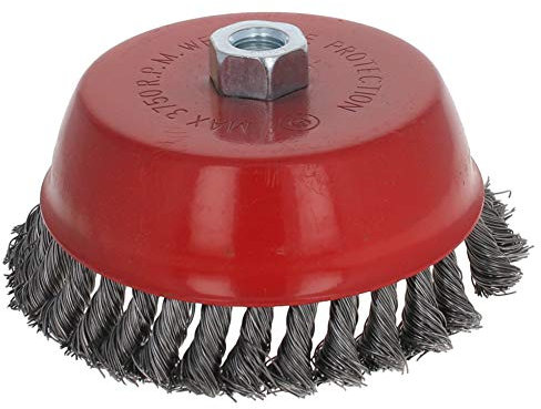 Utoolmart 2 spazzole a tazza in filo metallico, spazzola in acciaio ondulato annodata a spirale, spazzola a tazza in filo di acciaio, spazzola a tazza da 150 mm con foro filettato M14