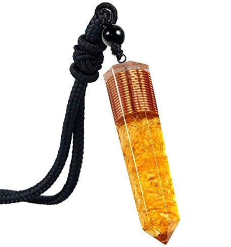mookaitedecor Clear Quartz Crystal Point Pendent Necklace for Women Men, Resin Healing Crystal Chip Necklace Crystal Pendulum Necklace Hexagonal Semi Precious Stone Reiki Chakra Spiritual Gift