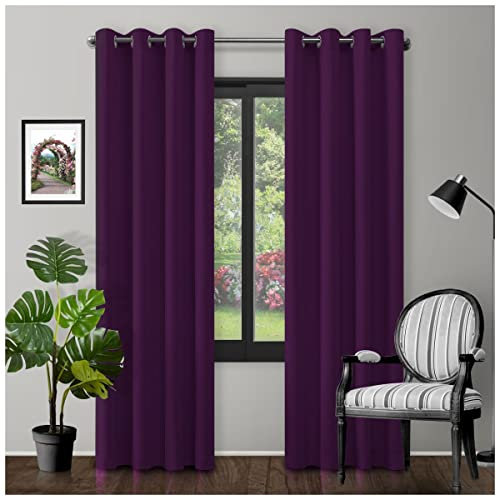 GC GAVENO CAVAILIA Blackoutout Grommet Eyelet Door Curtain | 66X90 Inch Fully Lined Thermal Insulated Curtains Luxury Noise-Reducing & Energy-Efficient Curtains Aubergine Home Decor Window Treatment