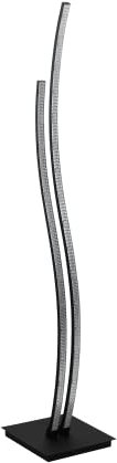 EGLO LED Stehlampe Lejias, Stehleuchte, elegant, Standleuchte aus Metall in Schwarz, Kunststoff-Kristall in Transparent, Wohnzimmerlampe, LED Lampe mit Tritt-Schalter, warmweiß