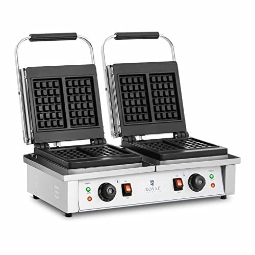 Royal Catering RC-WM201 Doppel-Waffeleisen rechteckig 2 x 2.000 W belgisches Waffeleisen Waffeleisen belgische Waffeln