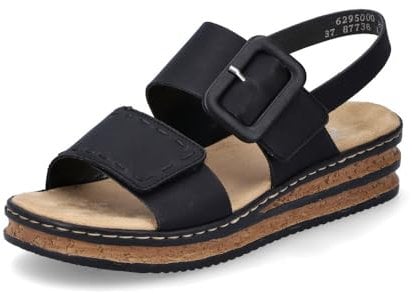 Rieker Women Sandals 62950, Ladies Strappy Sandals,Summer Shoe,Summer Sandal,Comfortable,Flat,Black (Schwarz / 00),36 EU / 3.5 UK