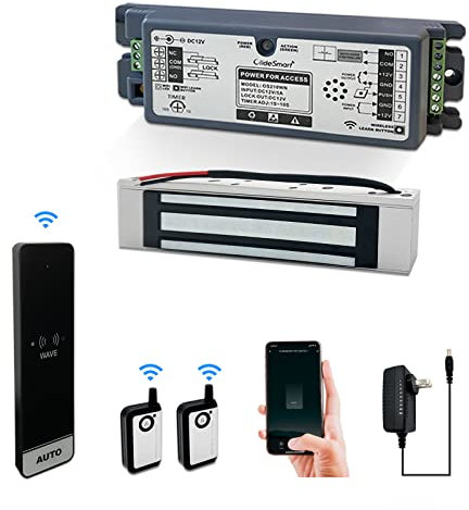 Olide Contrôle d'accès WiFi 2,4 GHz Force de maintien de 172,4 kg Système de verrouillage de porte magnétique électrique avec interrupteur à capteur sans contact Ondlation pour ouvrir la porte