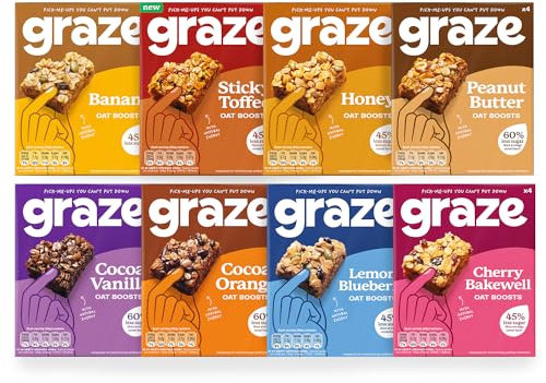 Graze Oats Snacks Variety box - 32x30g oats bars - Packaging may vary - Total 32 Snacks Selection Box