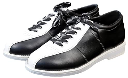 Scarpe da Bowling da Uomo Scarpe da Bowling in Pelle Antiscivolo Unisex Buffer Traspirante,Bianca,45 EU