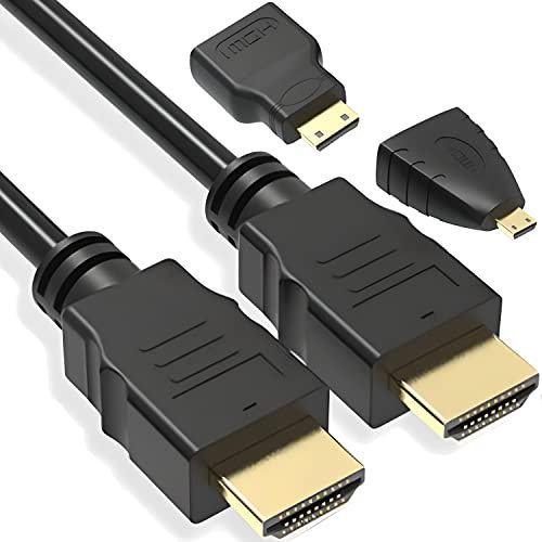 Retoo HDMI-Kabel 3in1 1,5m Adapter zu Mini-HDMI und Micro-HDMI unterstützt Full HDTV 1080P Multifunktionales HDMI Kabel für TV/Projektor/Monitor/Digitalkamera Micro und Mini HDMI-Adapter