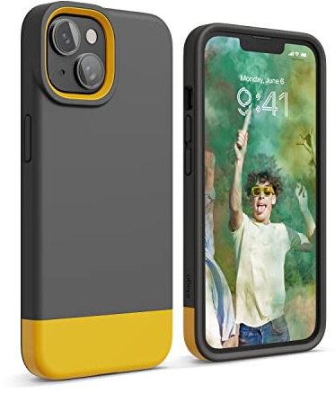 elago Glide Armor Case for iPhone 14 | Drop Protection, Shockproof Protective TPU Cover, Upgraded Shockproof, Mix and Match Parts (Dark Gray/Yellow)