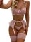 Aranmei Sexy Femme Ensemble Lingerie Jarretière avec Porte Jarretelles Dentelle Soutien-Gorge et Culotte Ensemble,Rose Clair,L