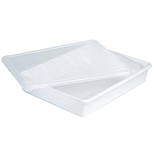 Tradineur - Bandeja almacenamiento con tapa para frigorífico - 4,3 litros - 6,5 x 34 x 27 cm - Transparente