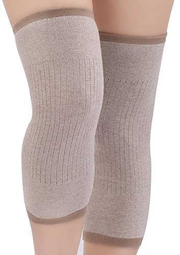 Ginocchiere Termiche Invernali in Cashmere Ginocchiere Invernali in lana per Adulti Ginocchiere in Lana Invernale Ginocchiere Ispessite Ginocchiere Anti-freddo per Sci, Ciclismo, Corsa (Cachi)