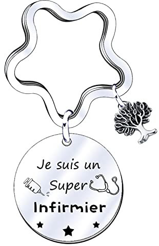 Infirmière Porte-clés, Médecin Infirmière Cadeaux, Porte-clés Suspendu Pendentif en Métal Cadeau Infirmière Cadeau Départ Collègue Infirmière Cadeaux de Noël, cadeaux d'anniversaire