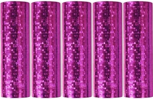 Luftschlangen Papier bunt Party Deko Geburtstag Hochzeit Set holografisch, Stück:5 Stück, Luftschlangen:Pink holografisch metallic