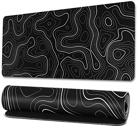 Ganata Tapis de Souris avec Contour Topographique éTendu pour D'Ordinateur et Tapis de Souris avec Base AntidéRapante de 3 Mm, Caoutchouc