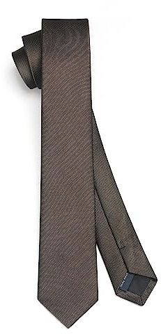 HISDERN Herren Krawatte Braun Schmale Einfarbig Seide Krawatten für Herren Klassische Formelle Elegante Schlipse Hochzeit Party Business Krawatte 6cm