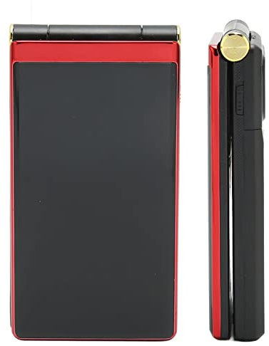 Flip Phone for Seniors with Large Buttons, GSM Mobile phone for the Elderly with SOS Button, Flashlight, Loudspeaker, Radio, Dual Screen, Camera, 8 Family Numbers (Red)