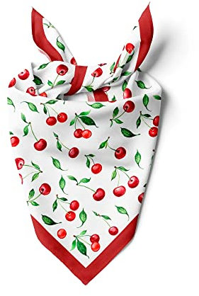 dscarf Damen-Halstuch 55cm x 55cm Square Unisex Stirnband Schal Bandana Hals Kopftuch Atmungsaktiv (Kirsche Design 1)