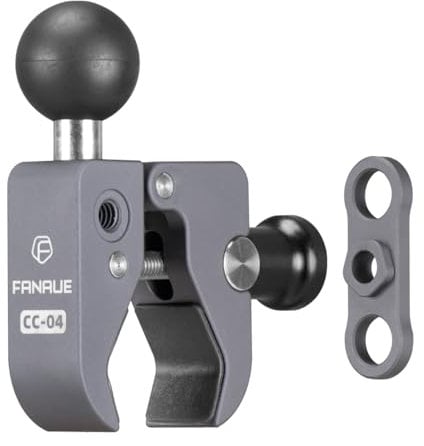 FANAUE CC-04F Anti-theft Handlebar Base Mount Strong Rod Clamp with 1 Inch Ball Head for Rails 0.5 to 2.0 Diameter, Compatible with RAM Mounts B Size Double Socket Arm & Bike Motorcycle Phone Holder