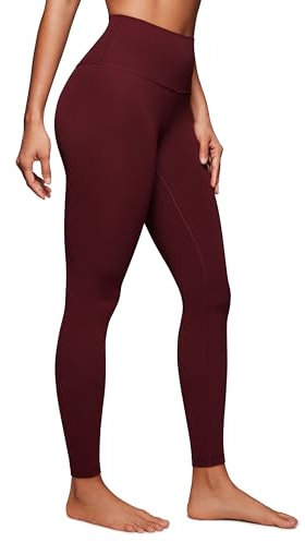 CRZ YOGA Butterluxe Damen High Waist Sport Leggings Blickdicht Yoga Leggins Sporthose Workout Gym Yogahose - 71cm Roter Merlot 42