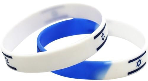 Fituenly 4 bracelets en silicone avec drapeau national d'Israël, bracelet en caoutchouc pour hommes et femmes, bande en caoutchouc patriotique avec drapeau national d'Israël