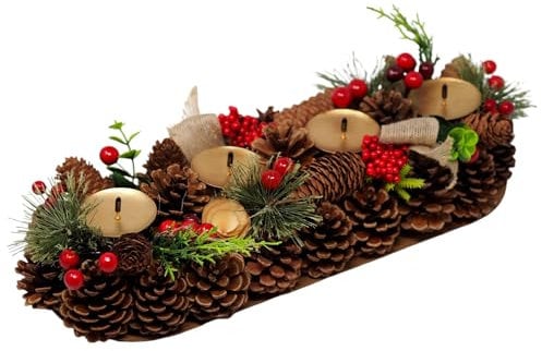Home & Styling Adventskranz mit Zapfen, Kerzenhalter, 41 cm