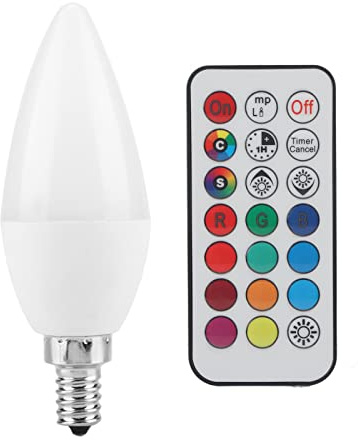 Color Changing RGB LED Light Bulbs, 3W Smart Bulbs with 12 Colors 2 Modes Remote Control, E27 E14 E12 B22 Candle Warmer Bulbs for Small Light Fixtures