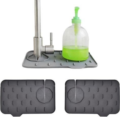 2 Piece Mini Tapis de Robinet en Silicone, Réversible, Protection Anti Éclaboussures, pour Évier de Cuisine, Salle de Bain, Lavabo d'angle, Plan de Travail