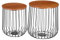 IDIMEX Couchtisch ERRANO in Wildeiche-Dekor, Beistelltisch im praktischen 2er Set, Wohnzimmertisch als Metallkorb mit Deckel für Stauraum, Vintage Look