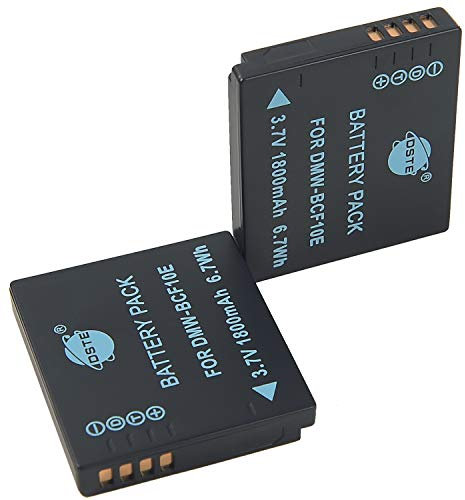 DSTE 2x DMW-BCF10E Rechargeable Li-ion Battery Compatible for Panasonic Lumix DMC-F2 DMC-F3 DMC-FH20 DMC-FH22 DMC-FH3 DMC-FT1 DMC-FT3 DMC-FS6 DMC-FS4 Camera as Panasonic DMW-BCF10PP CGA-S/106B
