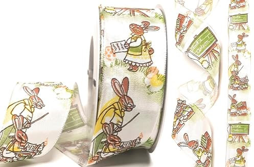 s.dekoda Schleifenband 20m x 40mm Ostern Hasenschule Osterhase Dekoband [D9111]
