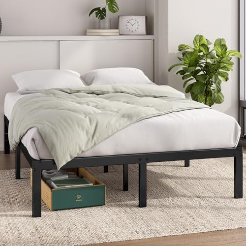 Zinus Elias Super King Bed frame - Bed 180 x 200 cm - 36cm Height - Metal Bed frame with underbed storage and steel slat support - Black