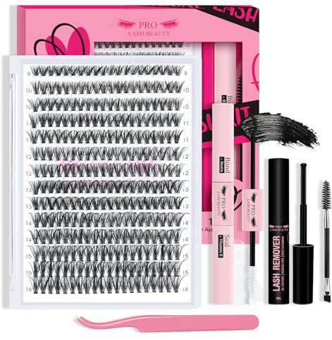 PRO Kit Extension Cils 280pièces Faux Cils D Cornée Extension Cils Kit Cils Individuels Avec Lash Bond And Seal Applicato De Cils Facile À Appliquer À La Maison(40D-9-16mix Kit)