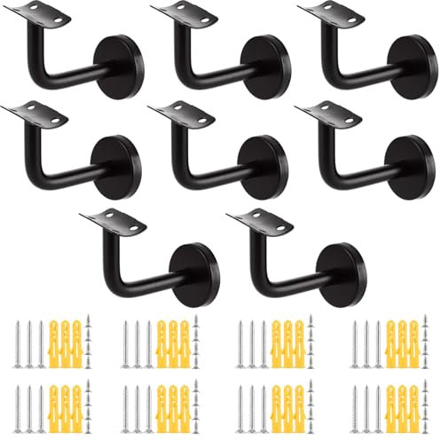 AKOLAFE 8 soportes para pasamanos de acero inoxidable, para pasamanos exteriores, para pasamanos, plateados, para interiores, 60 x 80 mm nero