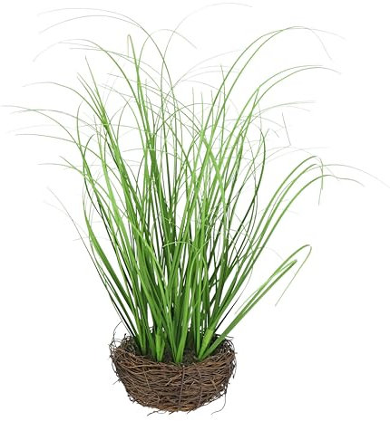 Künstliches Gras im Reisig Nest Grasbusch Gräser Kunstgras Kunstpflanze Ziergras Grünpflanzen Dekogras Grasbüschel Ziergras Solitärgras Deko Grasarrangement Dekopflanze Pflanzendeko Pflanze, 40 cm