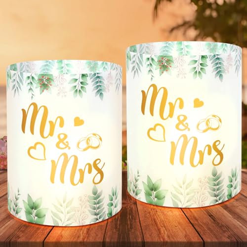 LOHAME 12 Stück Windlichter - Hochzeit Deko für Mr & Mrs, Goldene & Silberhochzeit, Party Dekoration mit Teelichtern