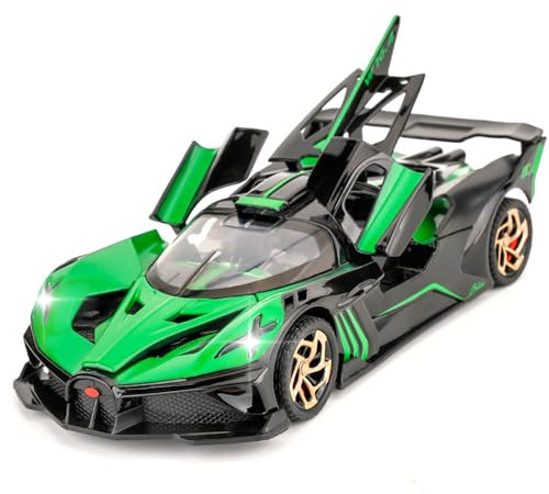 TGRCM-CZ 1/32 Bugatti Bolide Sport Modell Auto, Zink Legierung Pull Back Spielzeug Auto mit Ton und Licht für Kinder Jungen Mädchen Geschenk (grün)